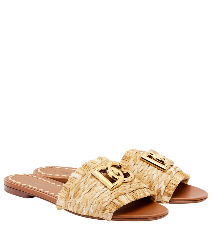 Photo: Dolce&Gabbana DG raffia-effect slides