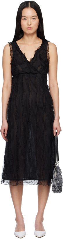 Anna Sui Black Floral Midi Dress Anna Sui