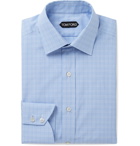 TOM FORD - Slim-Fit Checked Cotton Shirt - Blue