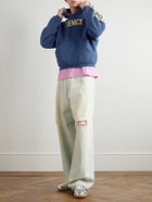 ERL - Venice Football Cropped Appliquéd Cotton-Blend Jersey Hoodie - Blue