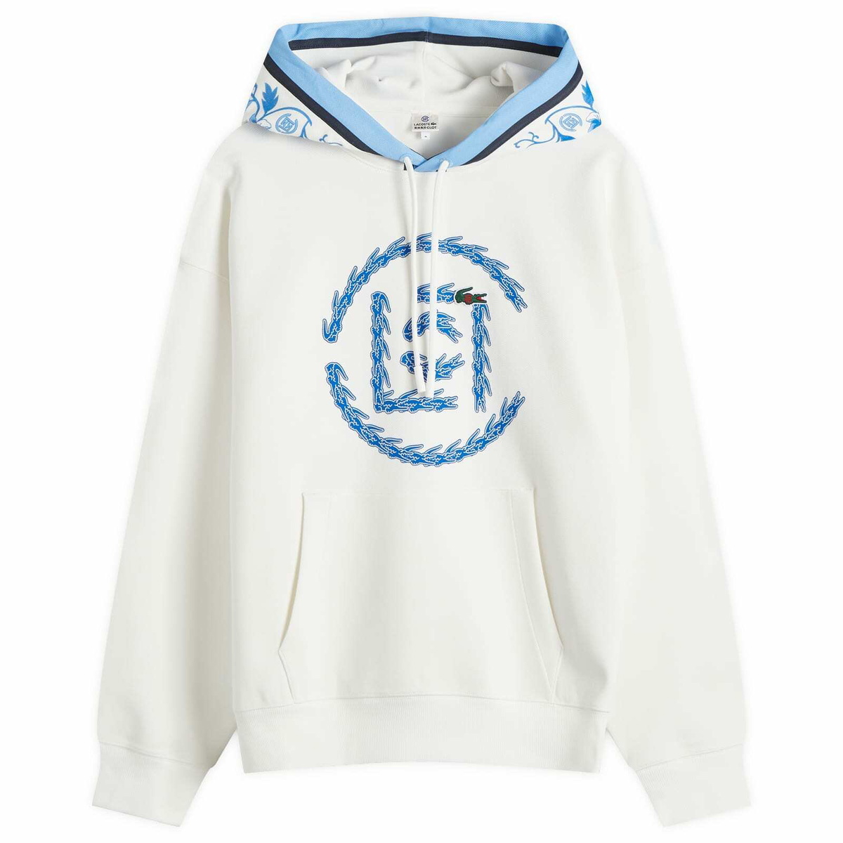 ★Lacoste x CLOT Logo Hoodie 関税込★ Lacoste Men's x CLOT Logo Hoodie in Flour/Cobalt Lacoste