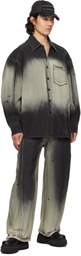 Feng Chen Wang Black & Gray Gradient Deconstruction Washed Jeans