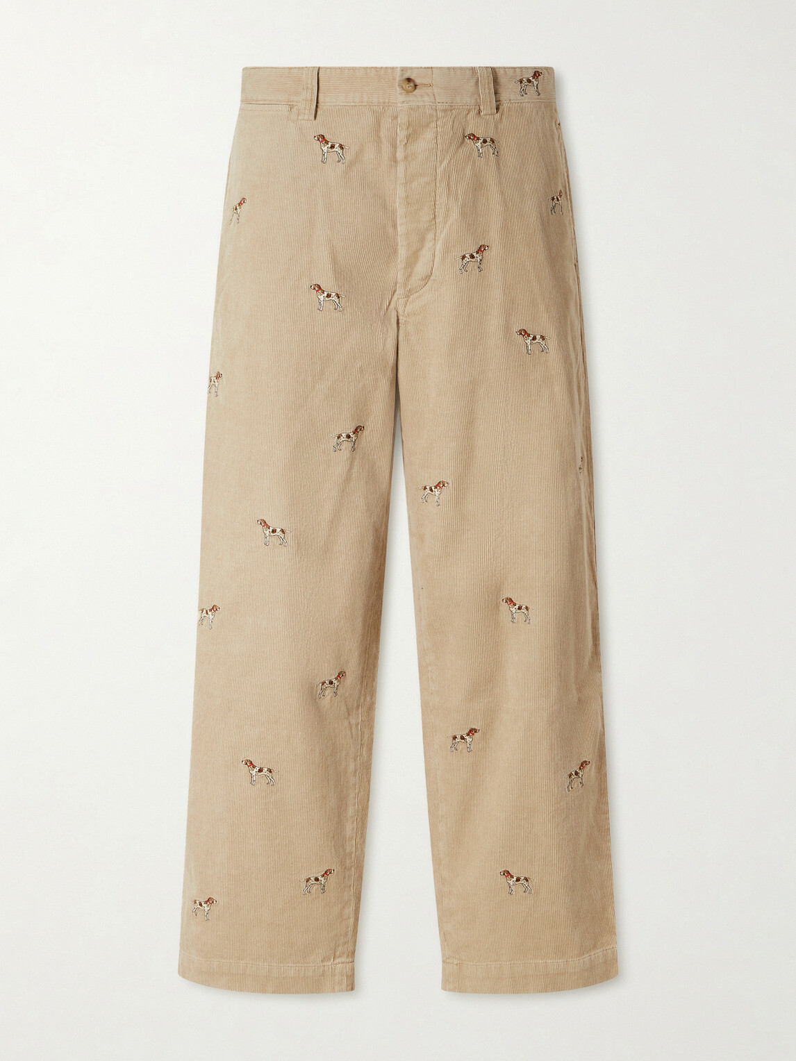 Polo Ralph Lauren - Straight-Leg Embroidered Cotton-Corduroy Trousers - Neutrals