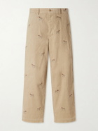 Polo Ralph Lauren - Straight-Leg Embroidered Cotton-Corduroy Trousers - Neutrals