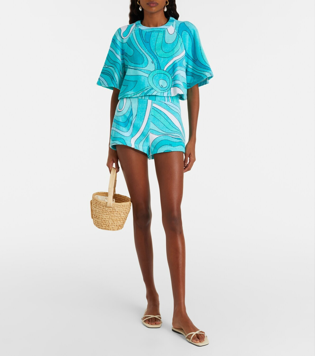 Pucci Iride cotton terry crop top