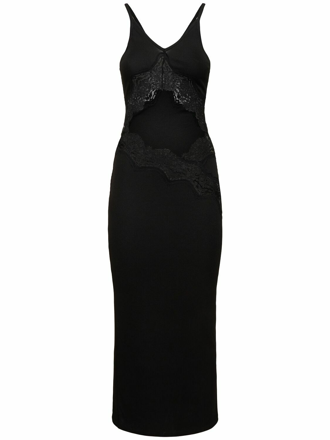 CHRISTOPHER ESBER Ribbed Tech Long Dress with lace Christopher Esber
