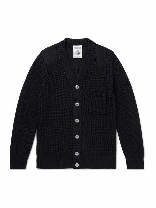 Photo: S.N.S. Herning - Robust Ribbed Virgin Wool Cardigan - Blue