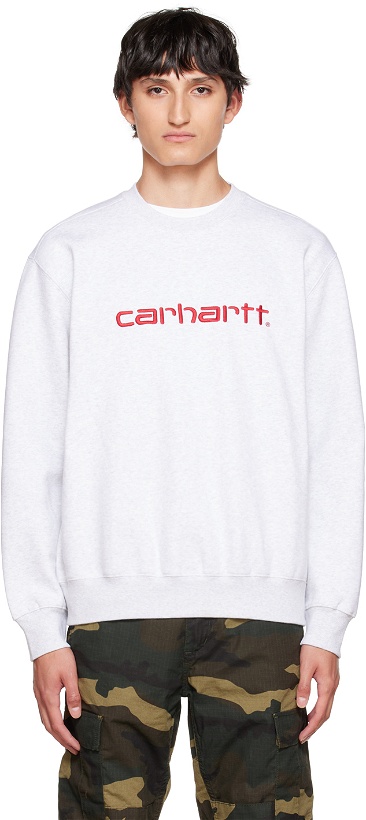 Photo: Carhartt Work In Progress Gray Embroidered Sweatshirt