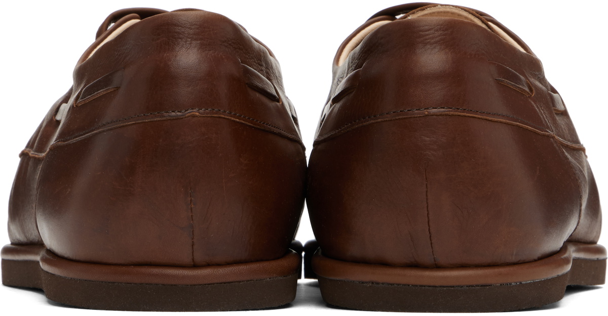 AURALEE Brown Soft Leather Deck Shoes
