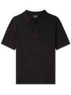 Brioni - Ribbed Cotton, Linen and Cashmere-Blend Polo Shirt - Black
