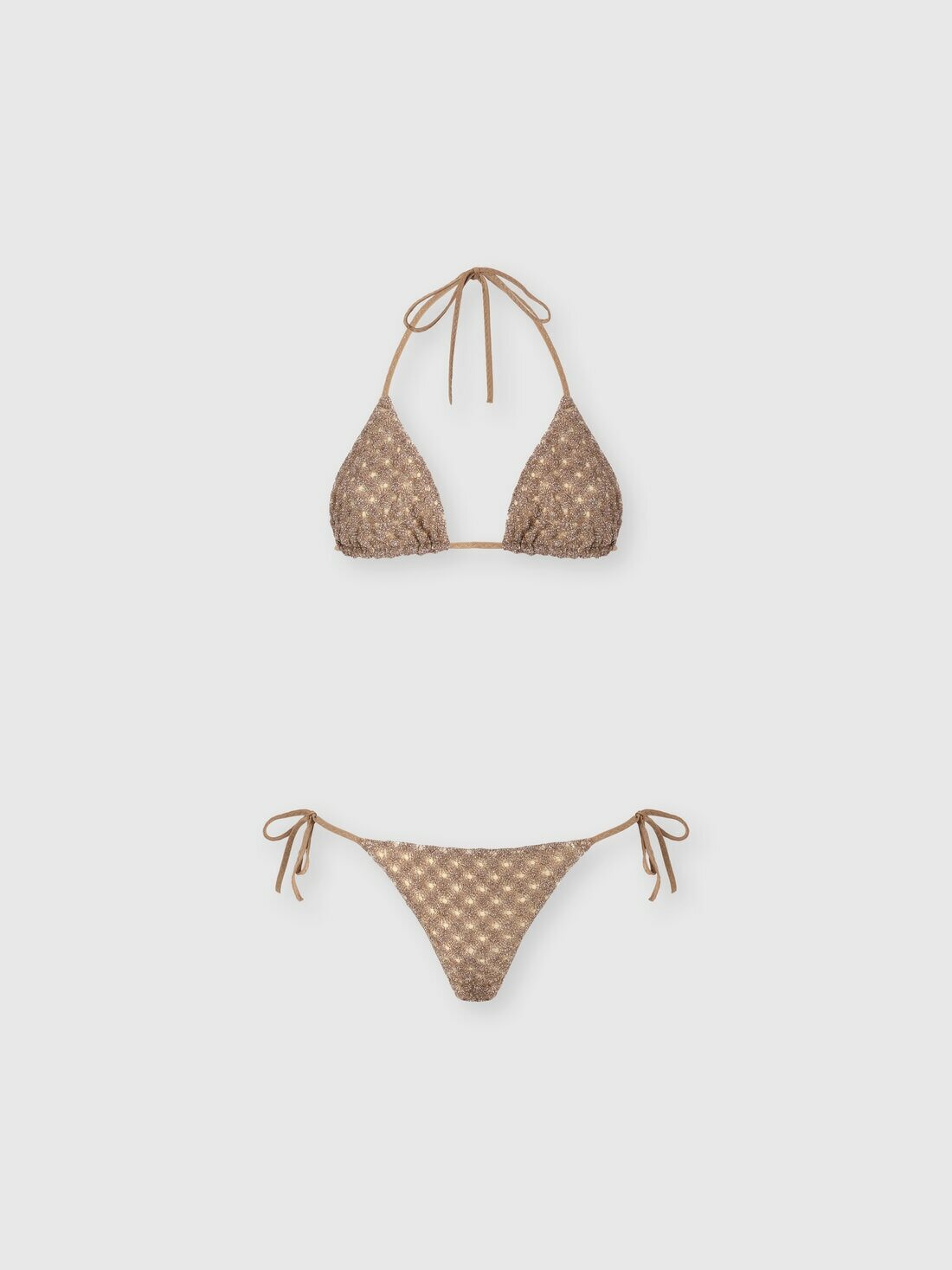 Missoni - Bikini in lamé viscose with spiderweb pattern, Women, Brown