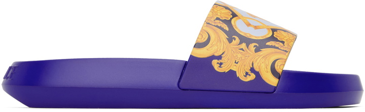 Photo: Versace Blue Barocco Slides