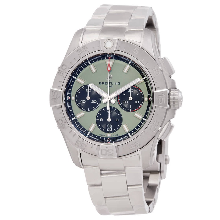 Photo: Breitling Avenger B01 44mm Chronograph Automatic Green Dial Mens Watch AB0147101L1A1