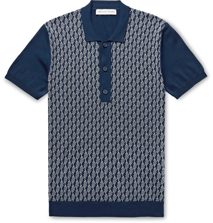 Photo: Orlebar Brown - Rushton Slim-Fit Intarsia Cotton Polo Shirt - Blue