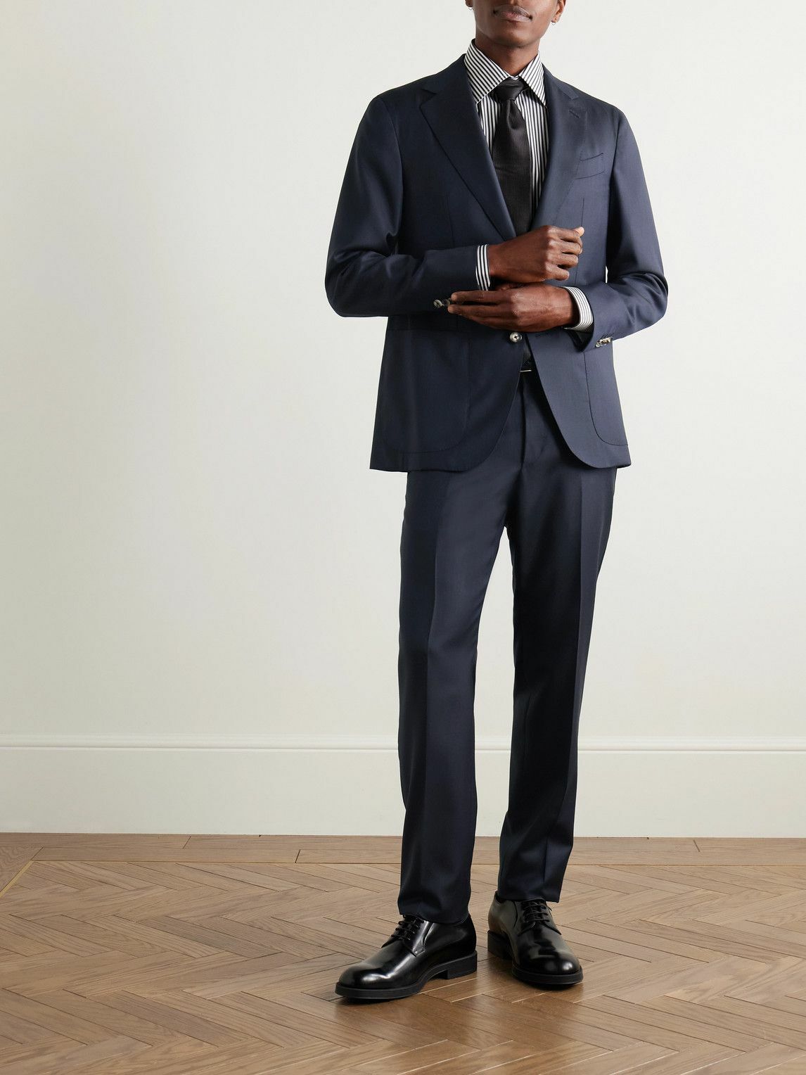 Caruso - Slim-Fit Wool Suit Trousers - Blue