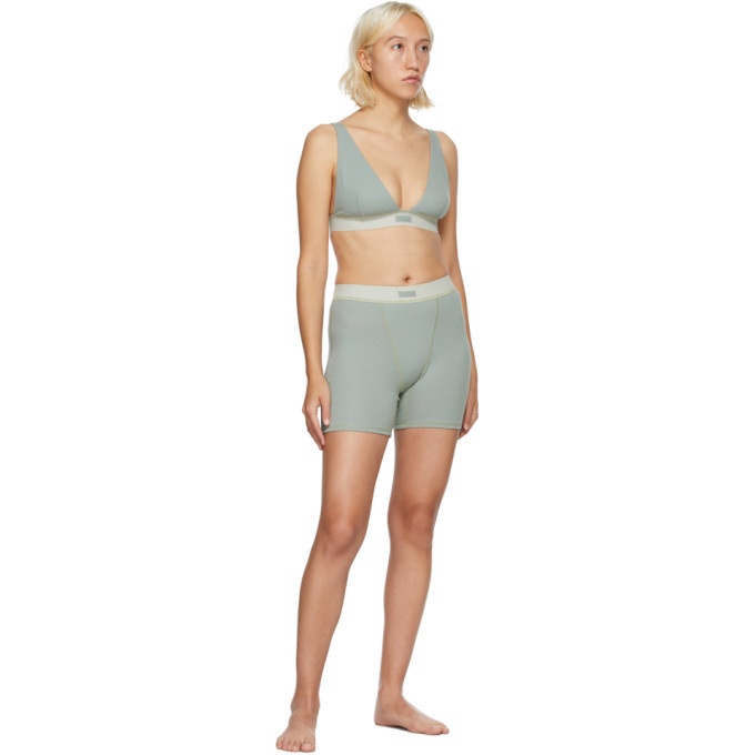 Womens Skims green Cotton Ribbed Boxers