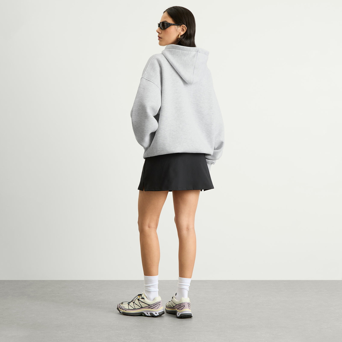 TALA Women's Oversized Active Logo Hooded Sweatshirt in Grey Marl