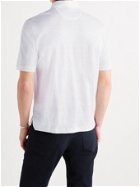 CARUSO - Slim-Fit Linen Polo Shirt - White