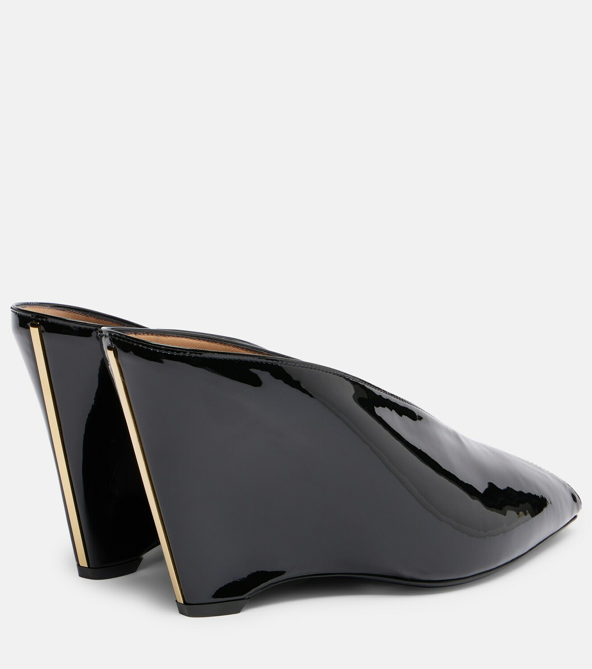 Ferragamo Alicia 95 patent leather wedge mules