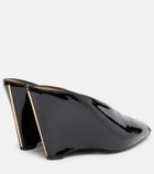 Ferragamo Alicia 95 patent leather wedge mules