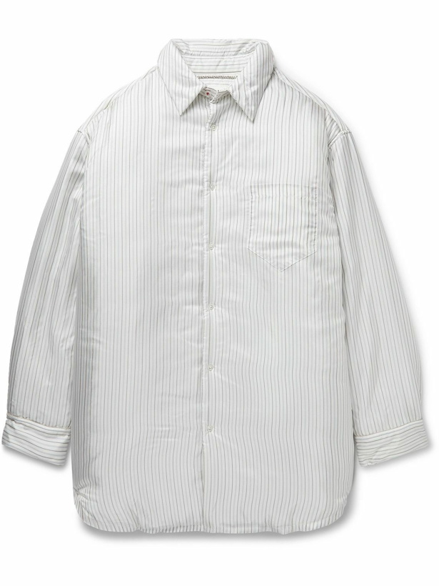 Photo: Maison Margiela - Oversized Padded Striped Matte-Satin Overshirt - White