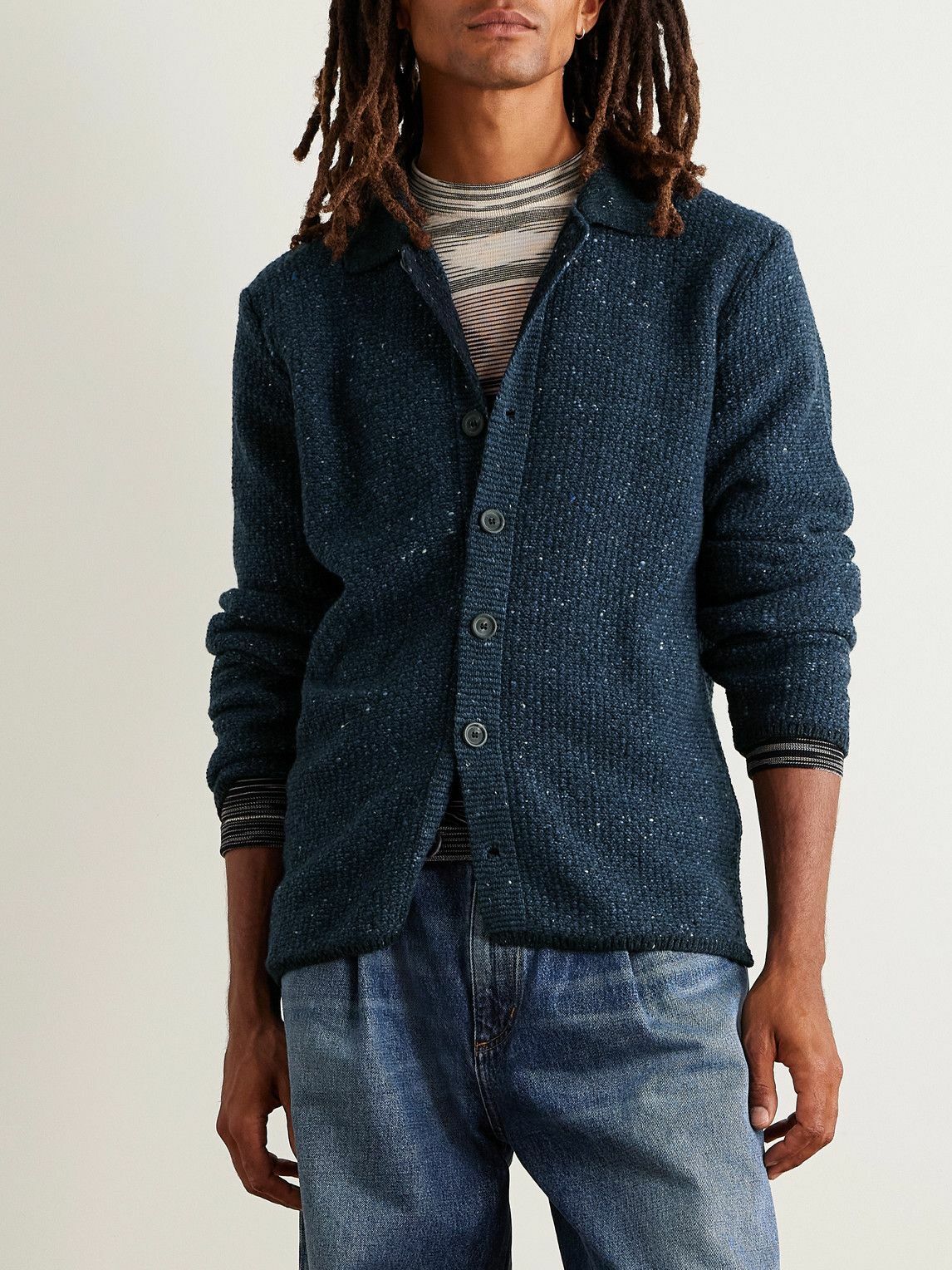 Inis Meáin - Breidin Merino Wool and Cashmere-Blend Shirt Jacket - Blue
