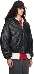 424 Black Padded Leather Jacket