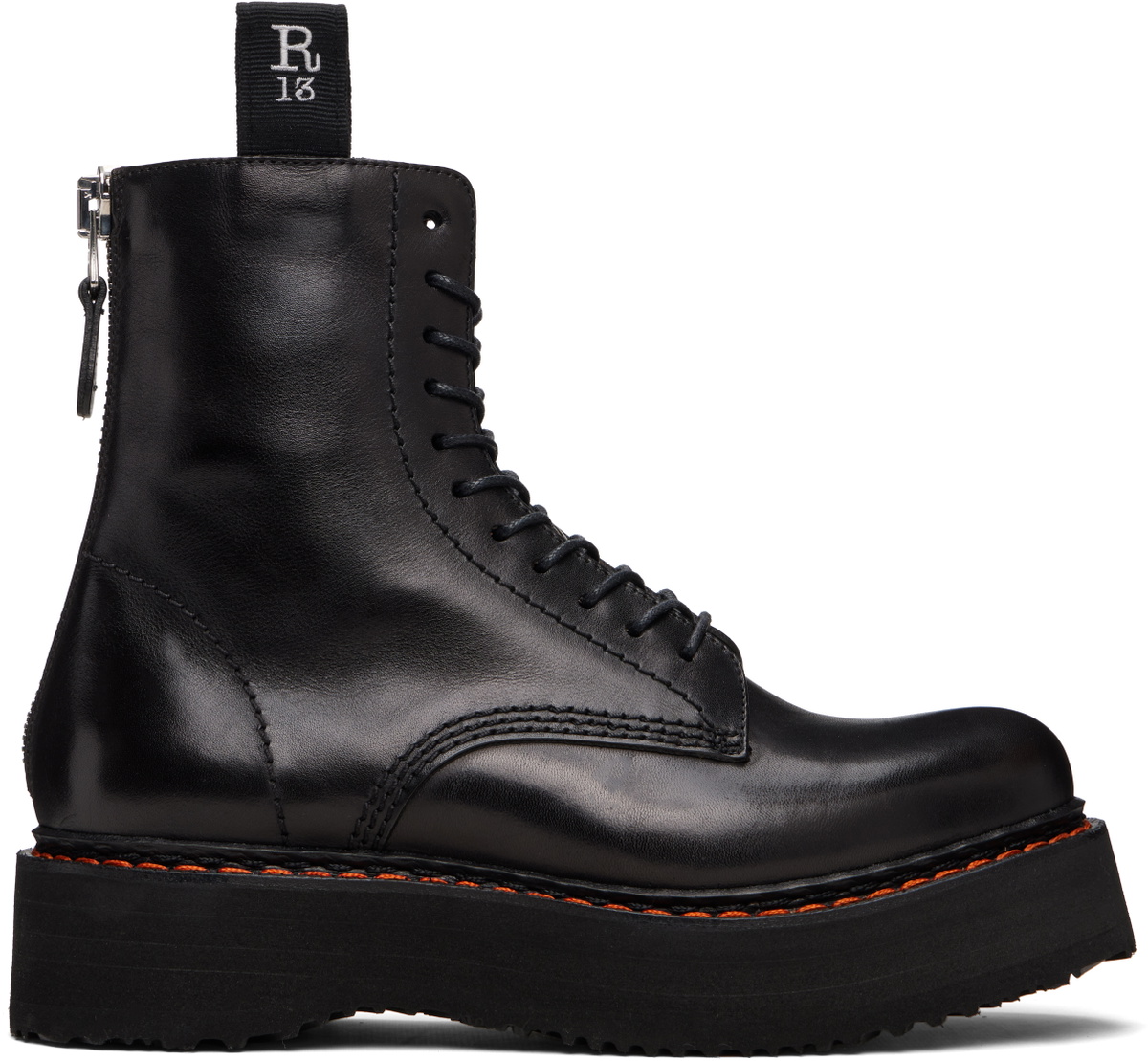 R13 Black Single Stack Boots