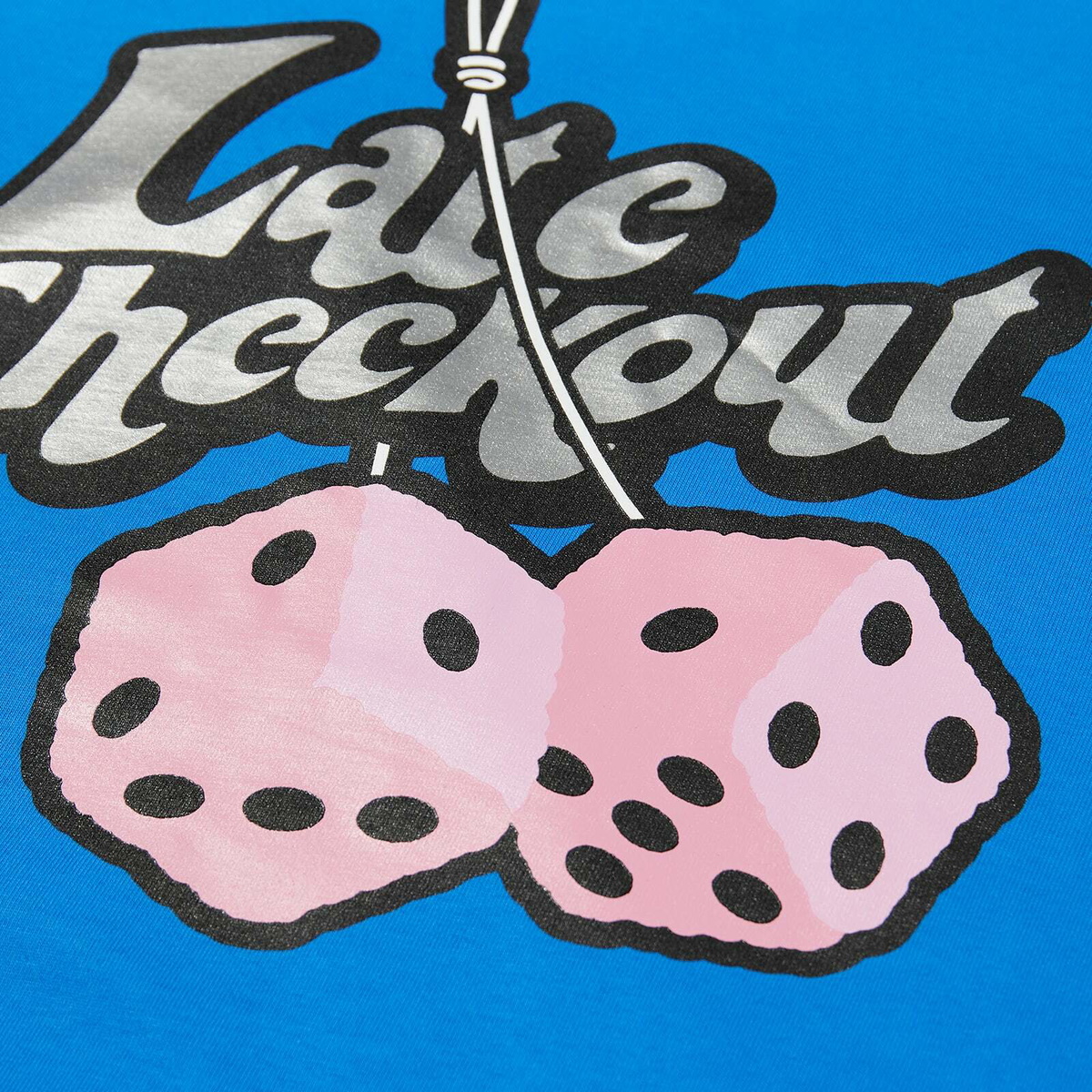 Late Checkout Fluffy Dice T-Shirt in Blue
