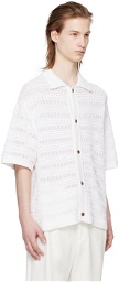 Solid Homme White Short Sleeve Cardigan