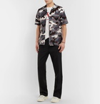 Valentino - Camp-Collar Piped Printed Cotton-Poplin Shirt - Gray