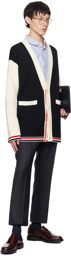 Thom Browne Navy Striped Cardigan