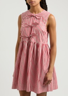 Ganni Striped Cotton Mini Dress Red And White