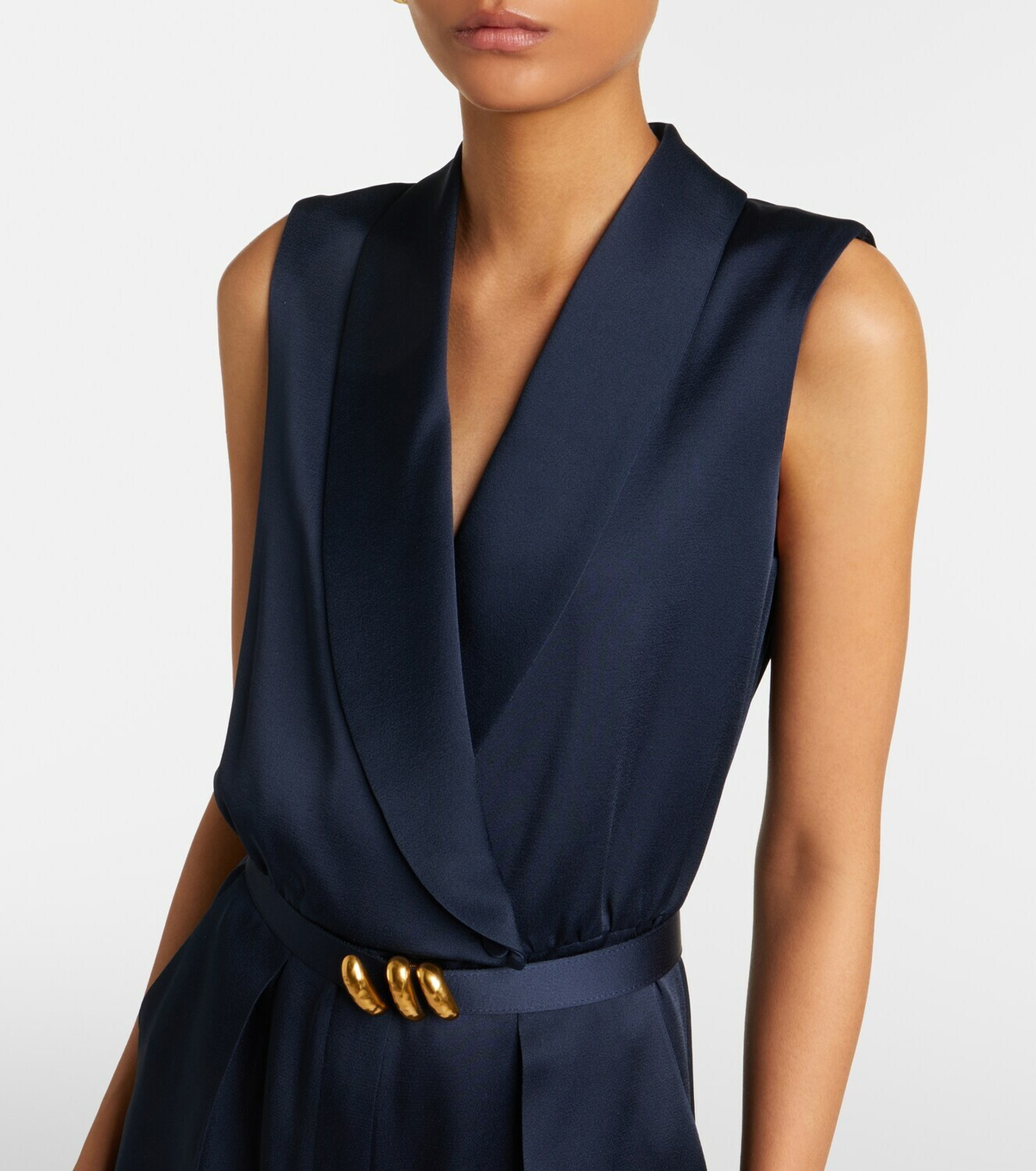 Max Mara Elegante belted satin jumpsuit