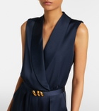 Max Mara Elegante belted satin jumpsuit