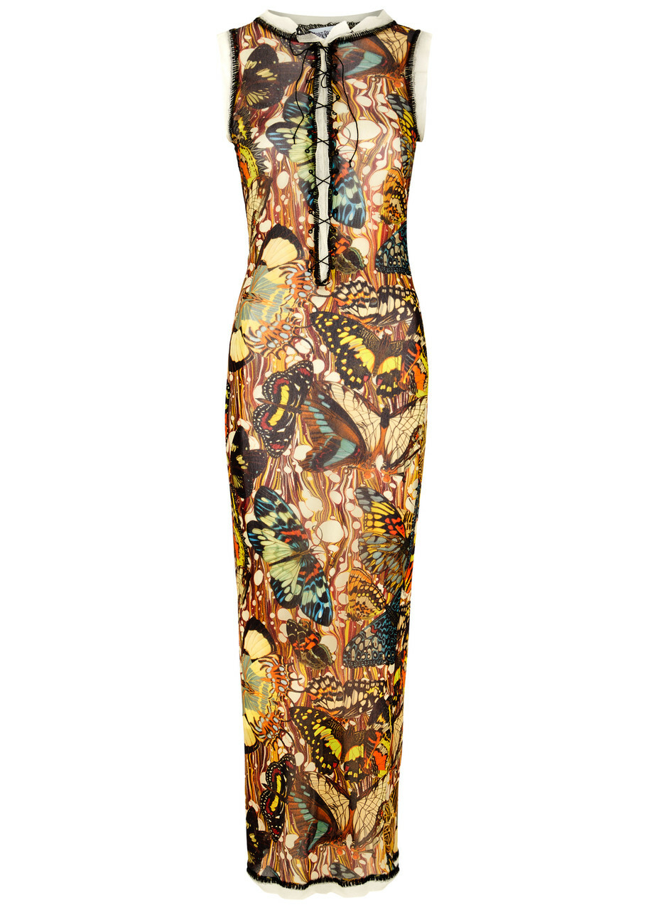 ワンピース JEAN PAUL GAULTIER Tulle dress Multicolor Jean Paul Gaultier Papillon Printed Lace-up Tulle Maxi Dress