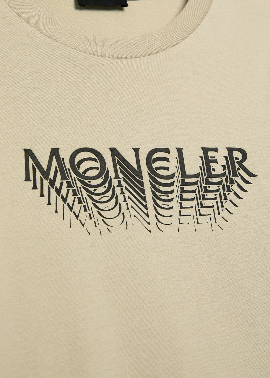 Moncler Logo-print Cotton T-shirt Beige