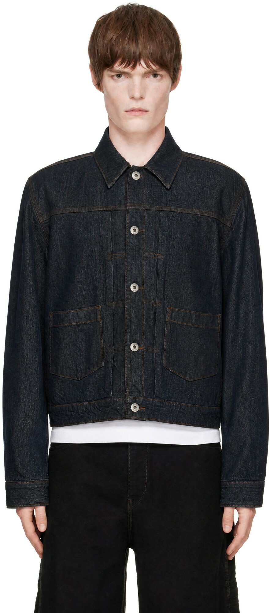 COOR Navy Type 2 Dirty Washed Denim Trucker Jacket