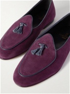 Rubinacci - Marphy Leather-Trimmed Suede Tasseled Loafers - Burgundy