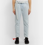 Off-White - Slim-Fit Belted Logo-Print Denim Jeans - Blue