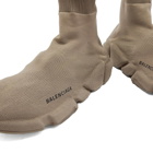 Balenciaga Men's Speed Full Knit Sneakers in Taupe