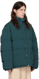 Jil Sander Green Funnel Neck Down Jacket