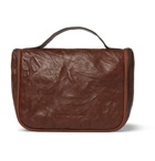 Brunello Cucinelli - Textured-Leather Hanging Wash Bag - Men - Brown