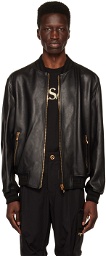 Versace Black Greca Leather Jacket