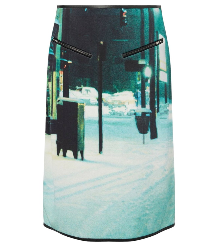 Photo: Jil Sander Printed leather-trimmed midi skirt