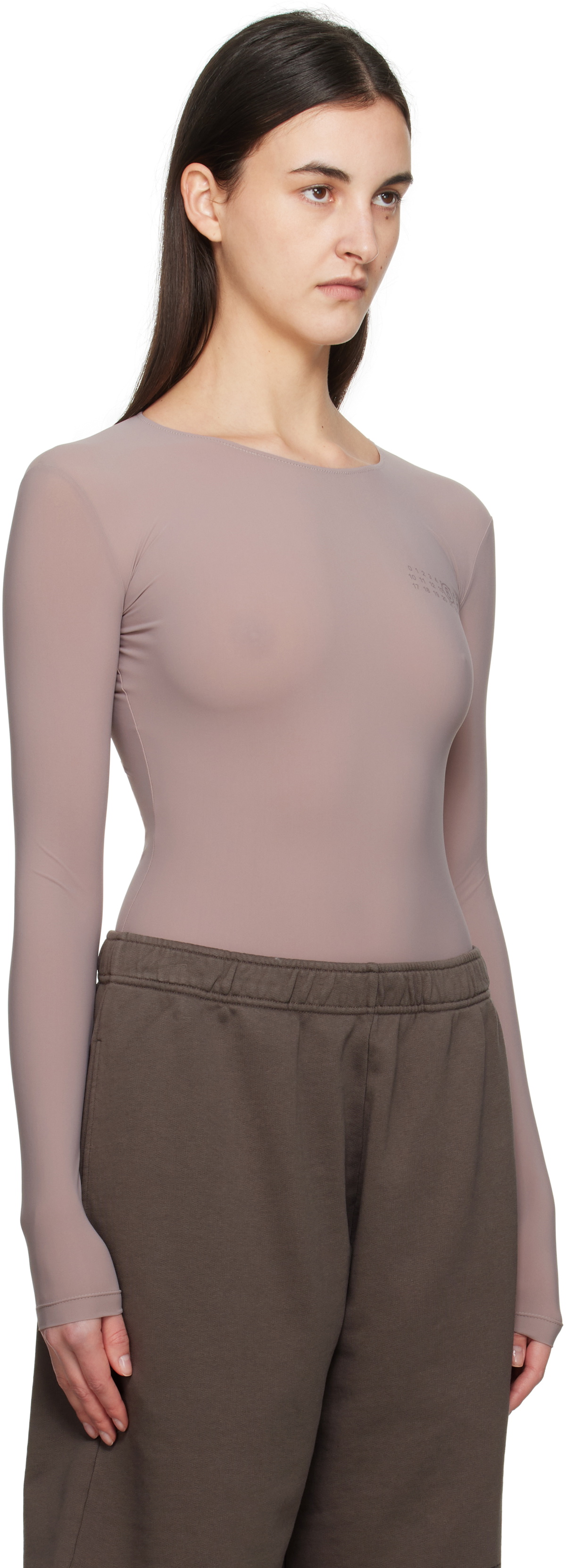 MM6 Maison Margiela Beige Lycra Jersey Bodysuit