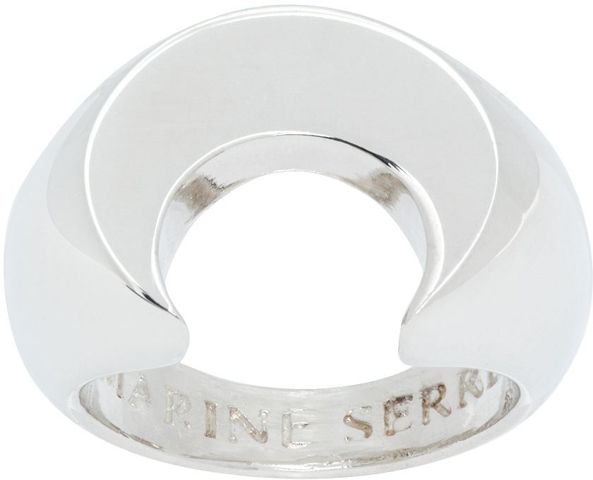 Marine Serre Silver Regenerated Brass Moon Ring Marine Serre