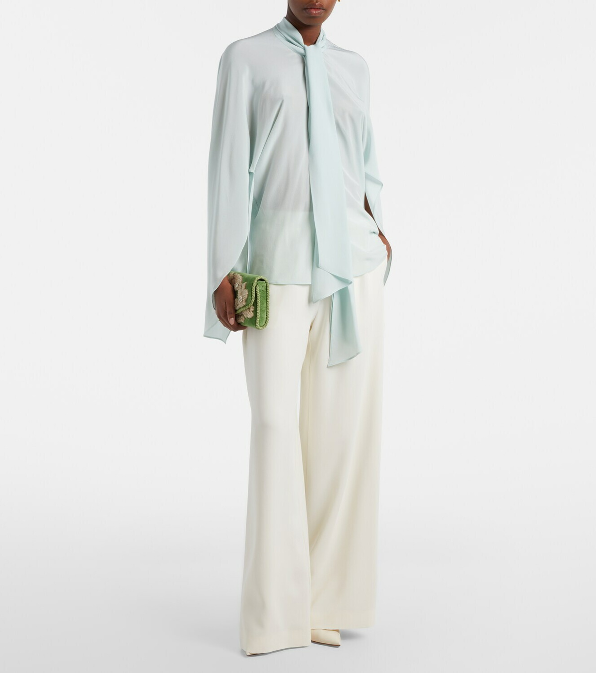 Oscar de la Renta Silk-blend georgette wide-leg pants