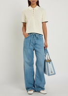 Frame The Off Duty Drawstring Bow Curved Wide-leg Jeans Blue
