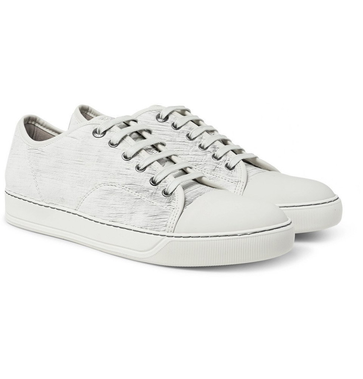 Photo: Lanvin - Cap-Toe Nubuck and Rubberised-Leather Sneakers - Men - Ivory